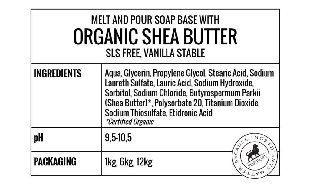 Baza mydlana glicerynowa biała z masłem shea FORBURY Shea Butter bez SLS